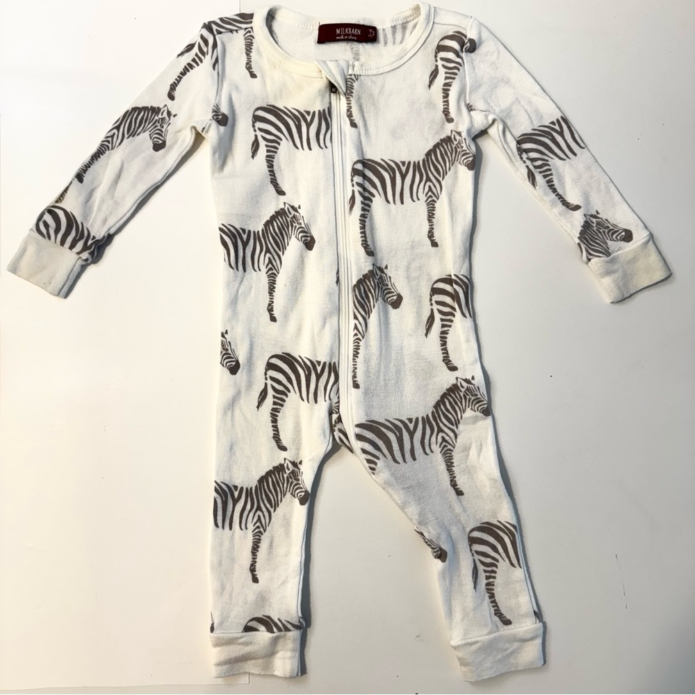 Milkbarn Zebra Print Baby Pajamas 3-6mo
